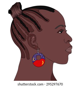 African Woman with earring - Symbolic illustration depicting a typical African woman