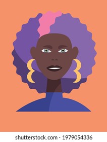 african woman face with afro hair and hairstyle vector illustration design