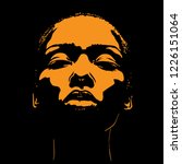 African Woman face in contrast light. Vector. Illustration.