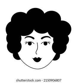 African woman face in doodle style. Vector illustration.
