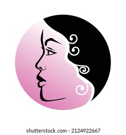 African Woman Face Profile emblem