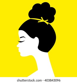 African woman face silhouette. Young attractive modern girl profile sign logo. Vector Illustration