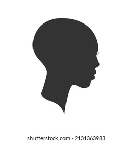 African woman head silhouette. Girl profile isolated on white background. Human head symbol. Vector illustration