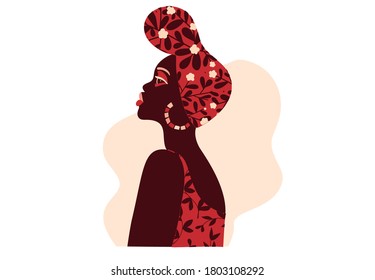 African woman with a headwrap vector illustration in flat style