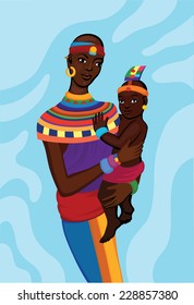 African woman with her small child