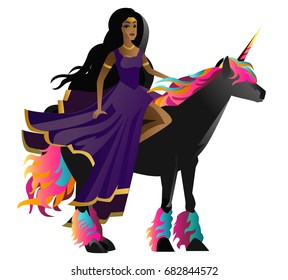 african woman on black unicorn