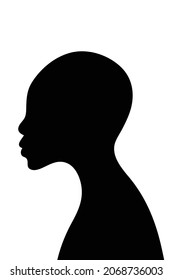 African woman profile, black silhouette on white, female portrait, vector illustration