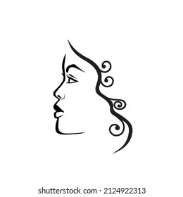 African Woman profile line dawing