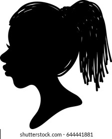 African Woman Profile Silhouette- Dread Locks Hair - Vector Illustration