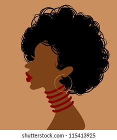 African woman in profile, vector illustration
