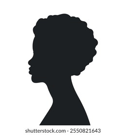 African woman with short curly hair abstract profile silhouette. Vector illustration