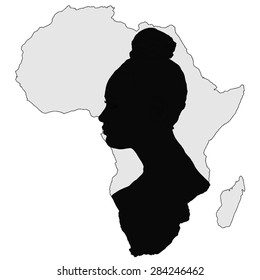 African woman (silhouette) - Symbolic illustration depicting a typical African woman