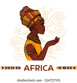 African Woman Sketch Profile Portrait On Stock Vector (royalty Free 