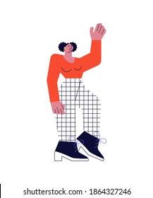 African woman standing and saying hello vector