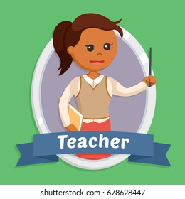 african woman teacher in emblem