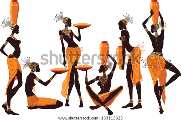 African women isolated over white background