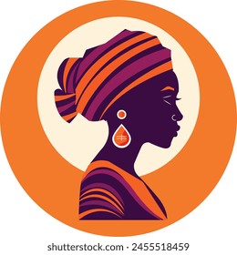 Logotipo de las mujeres africanas, Ilustración vectorial de la mujer de África., diseño del logotipo del Vector de la mujer de la belleza africana