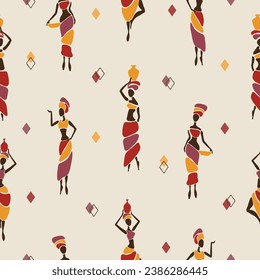 African women seamless pattern. Vector illustration