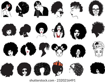 African Women Vector, Afro Queen, Afro Woman Vector Bundle, African American EPS, Afro Lady Vector, African Girl Cut File Set 