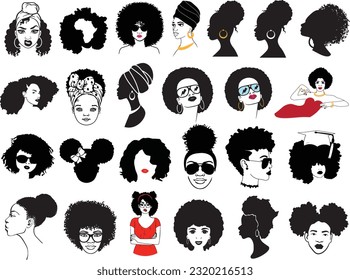 African Women Vector, Afro Queen, Afro Woman Vector Bundle, African American EPS, Afro Lady Vector, African Girl Cut File Set 