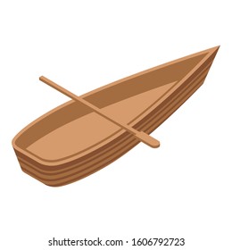 African wood boat icon. Isometric of african wood boat vector icon for web design isolated on white background