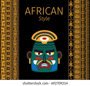 African yellow borders and mask symbol vector design
