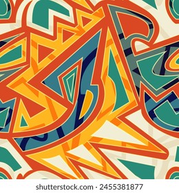 African yellow geometric. Seamless pattern