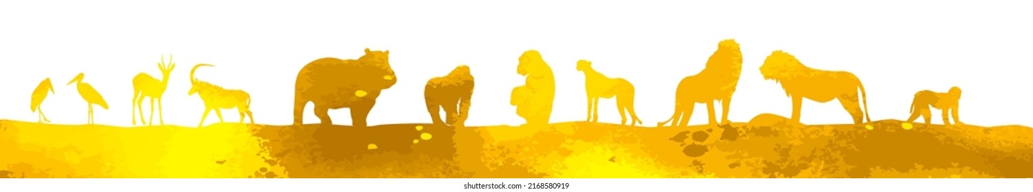 African yellow landscape with animals. Vector illustration