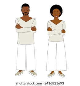 An african young couple with white background.