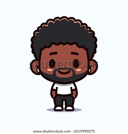 African Young Man Wearing Wireless Earbuds Vector Icon Illustration. African American Man with Afro Hairstyle Cartoon Character Mascot Clipart. Fashion Vector Illustration in Flat Cartoon Style.

