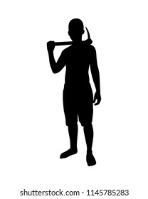 African young man working in mine silhouette vector