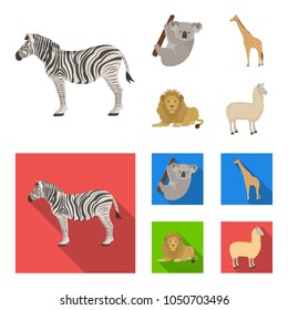 African zebra, animal koala, giraffe, wild predator, lion. Wild animals set collection icons in cartoon,flat style vector symbol stock illustration web.