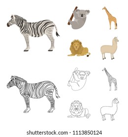 African zebra, animal koala, giraffe, wild predator, lion. Wild animals set collection icons in cartoon,outline style vector symbol stock illustration web.