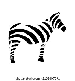 African zebra side view outline striped silhouette animal logo design vector illustration isolated on white background