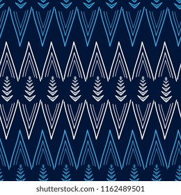 African zigzag tribal pattern with hand drawn multicolor. Vector illustration for fabric and fashion textile print
