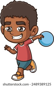 Ilustración vectorial de bolos de niño afroamericano