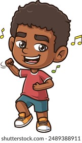 African-american boy dancing vector illustration