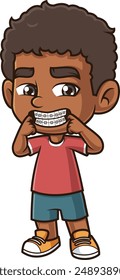 African-american boy wearing braces vector illustration