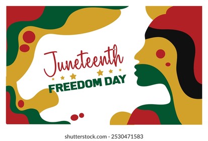 Día de la Libertad Afroamericana. Siluetas de personas con los colores de la bandera panafricana. Concepto Juneteenth. Ilustración vectorial plana.