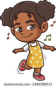 African-american girl dancing vector illustration