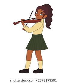 African-American girl playing violin on white background