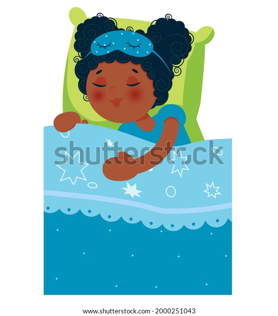 Africanamerican Girl Sleeping Bed After Pajama Stock Vector (Royalty ...