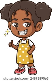 African-american girl wearing braces vector illustration