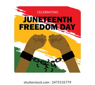 African-American Independence Day. Celebrating black freedom from slavery. Juneteenth concept. Flat vector illustration.