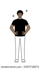 African-American man with his hands on his hips, Vector Illustration