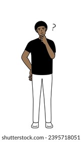 African-American man nodding his head in question, Vector Illustration