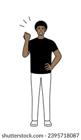 African-American man posing with guts, Vector Illustration