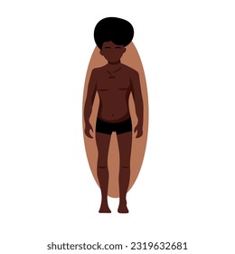 African-American man in underwear on white background