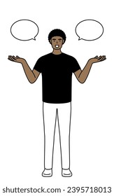 African-American man with wipeout and comparison, Vector Illustration