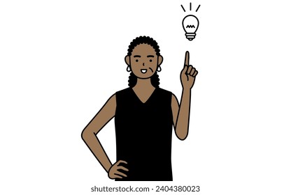 African-American senior woman coming up with an idea, Vector Illustration